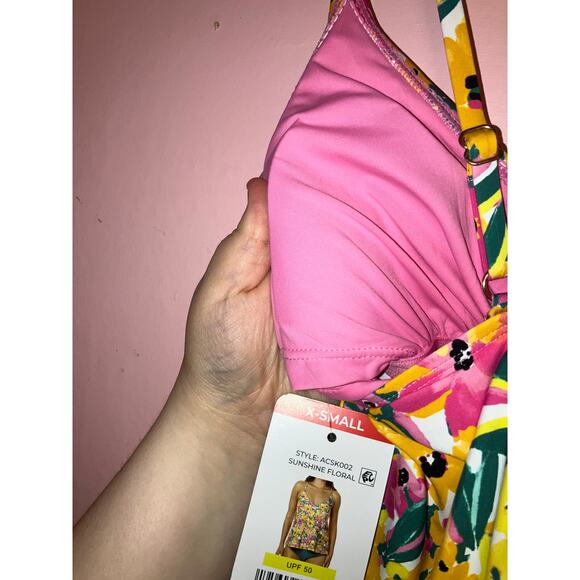 NWT Anne Cole swimsuit tankini top with built in bra size X-small - Picture 7 of 9